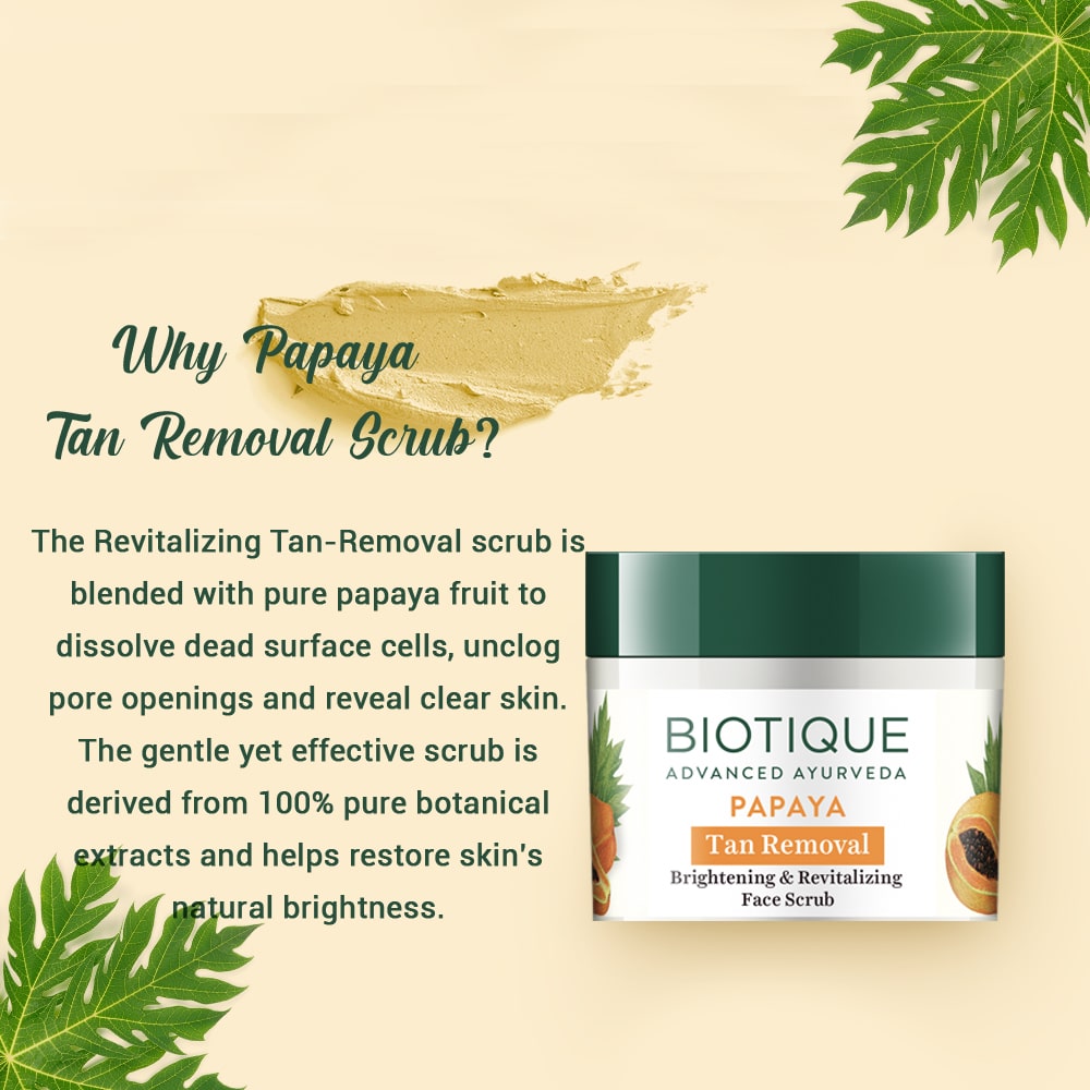 Biotique Papaya Tan Removal Brightening & Revitalizing Face Scrub, 75g - Image 7 - Buy from Indicrest