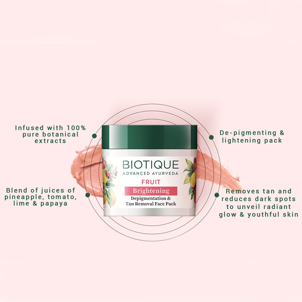 Biotique Fruit Brightening Depigmentation & Tan Removal Face Pack, 235g - Image 4 - Buy from Indicrest
