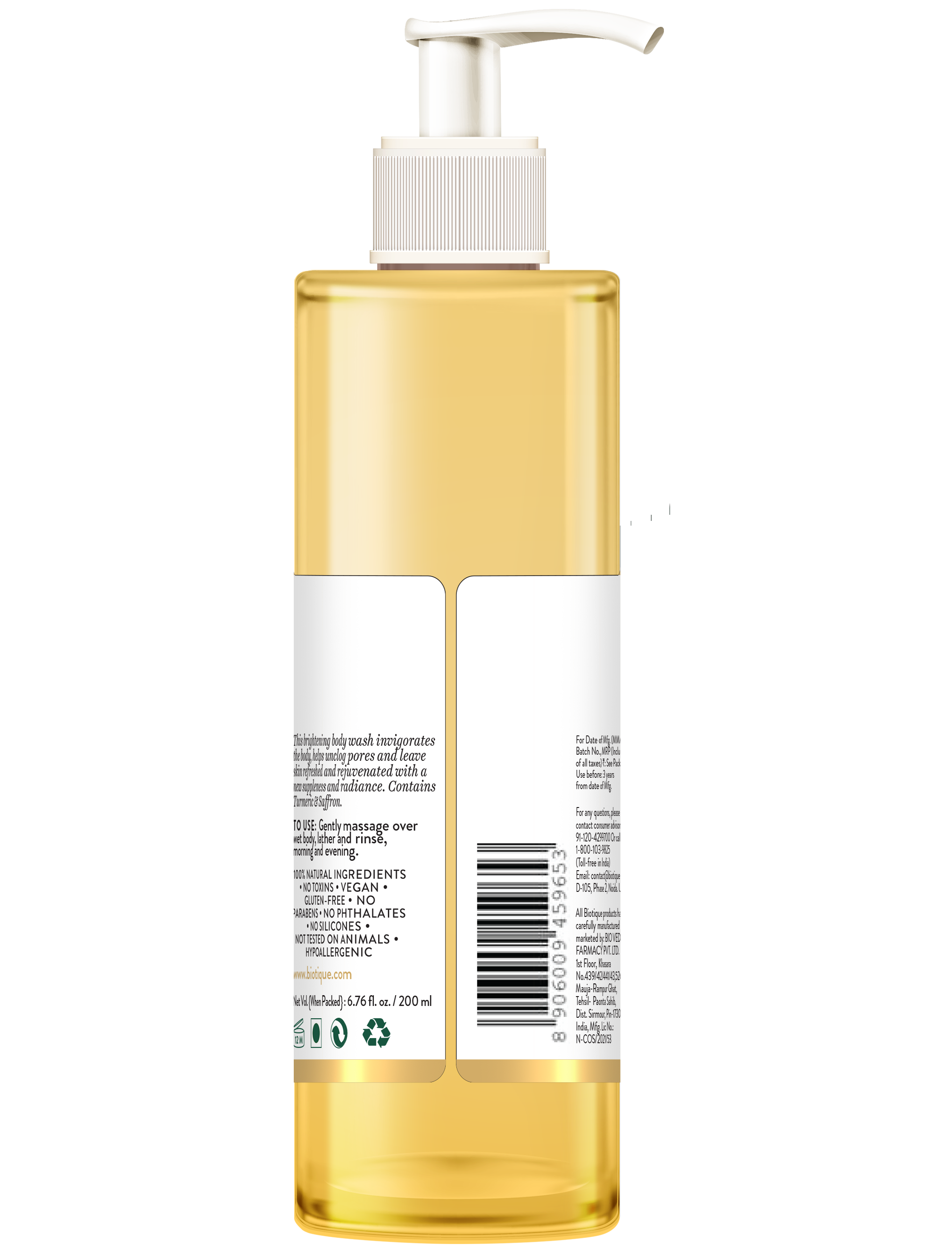 Biotique Ubtan & Collagen Body Wash, 200ml - Image 2 - Buy from Indicrest
