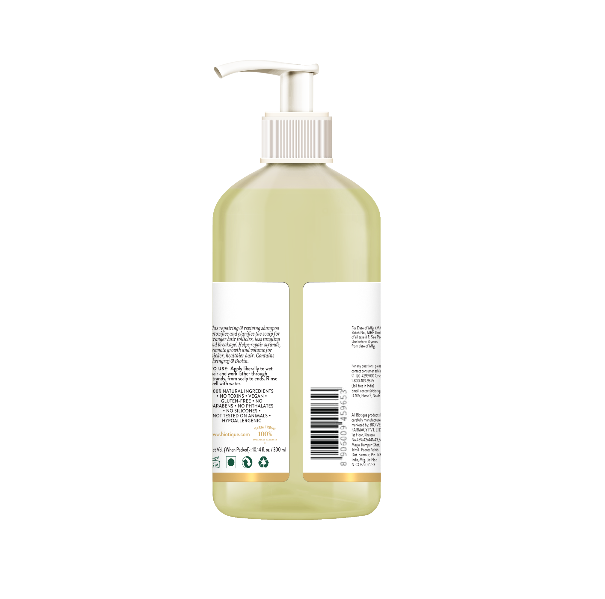 Biotique Bhringraj & Biotin Hair Fall Control Therapy Shampoo, 300ml - Image 2 - Buy from Indicrest