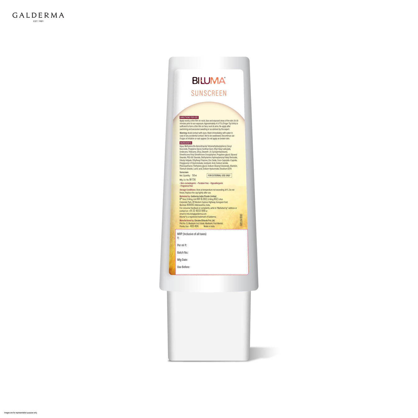 Biluma Sunscreen SPF 50+, 50ml