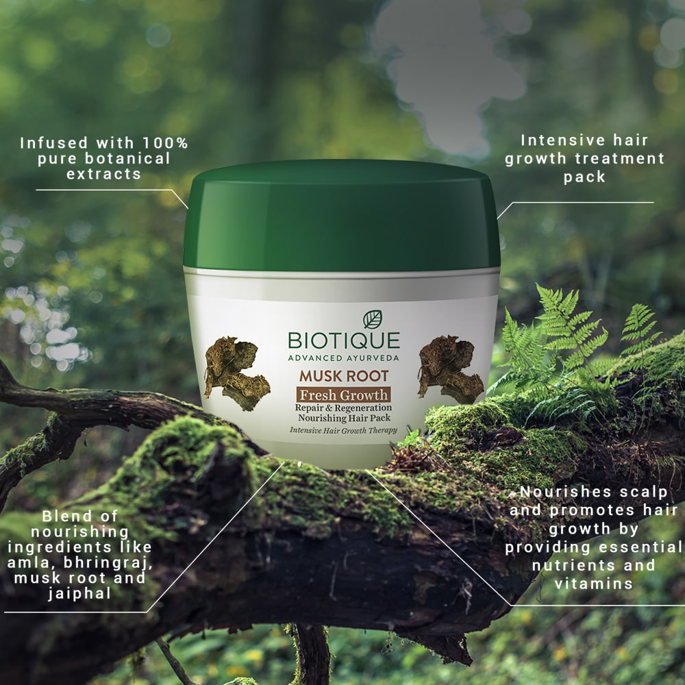 Biotique Musk Root Hair Mask, 230g - Image 3 - Buy from Indicrest