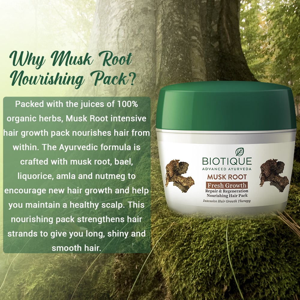 Biotique Musk Root Hair Mask, 230g - Image 5 - Buy from Indicrest