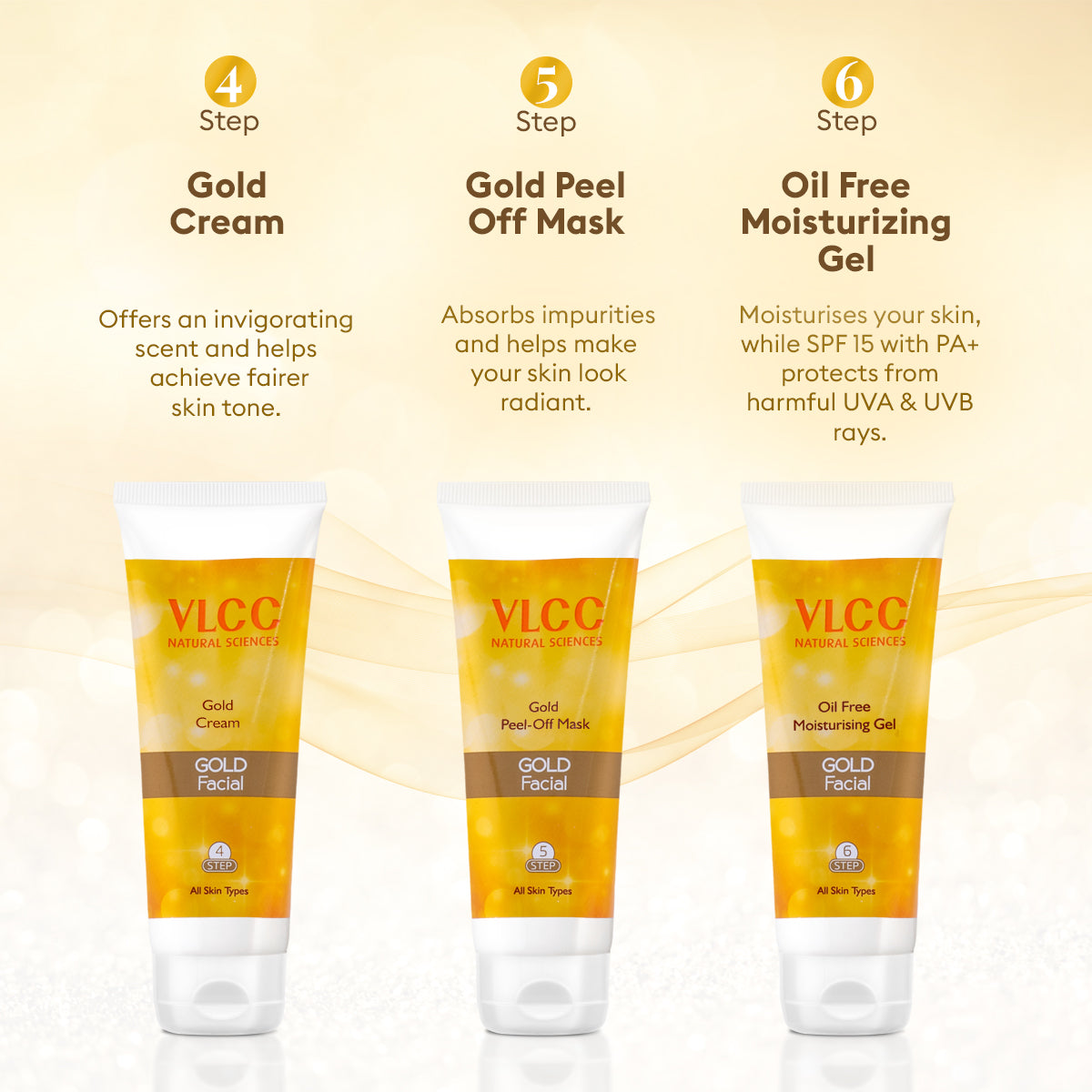 VLCC Salon Series Insta Glow and Gold Facial Kit with Free Rose Water Toner - Image 10 - Buy from Indicrest