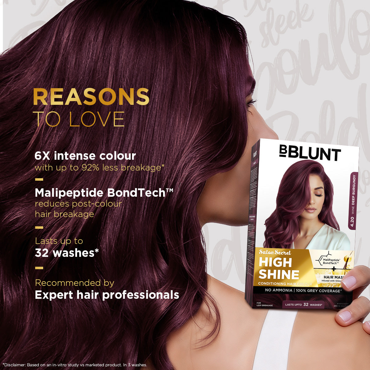 Bblunt High Shine Conditioning Hair Colour, Wine Burgundy Shade 4.20 - Image 9 - Buy from Indicrest