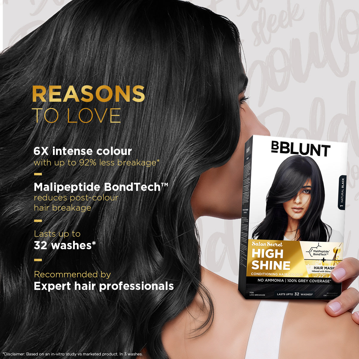 Bblunt High Shine Conditioning Hair Colour, Natural Black Shade 1 - Image 10 - Buy from Indicrest
