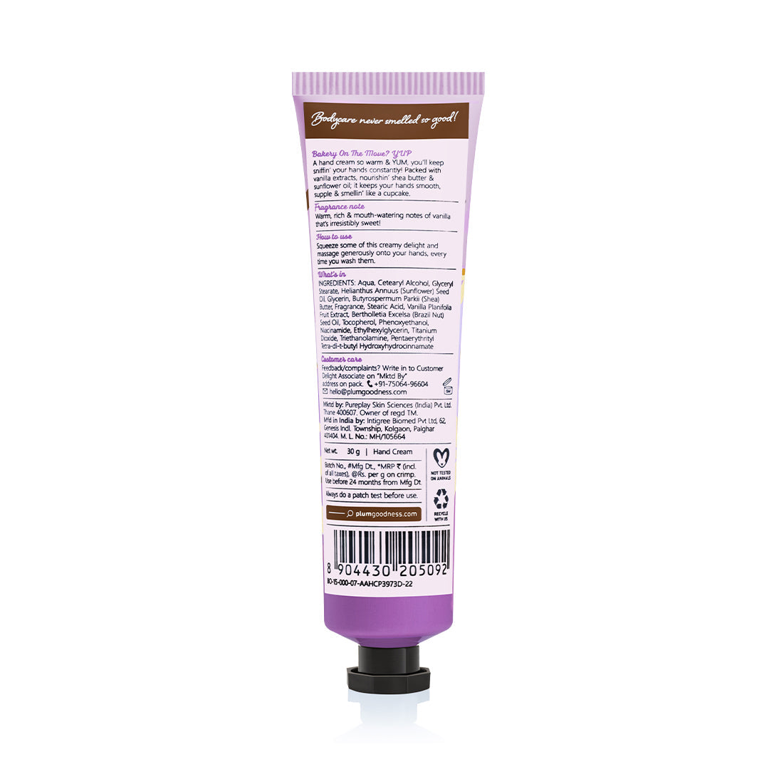 Plum Vanilla Vibes Hand Cream by Plum Body Lovin' | Ultra Moisturizing With Shea Butter | Irresistible, Warm Vanilla Fragrance | Non-Greasy & Lightweight, 30g