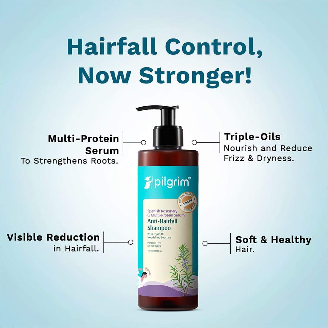 Pilgrim Spanish Rosemary and Multi-Protein Serum  Anti-Hairfall Shampoo,  400ml - Image 9 - Buy from Indicrest