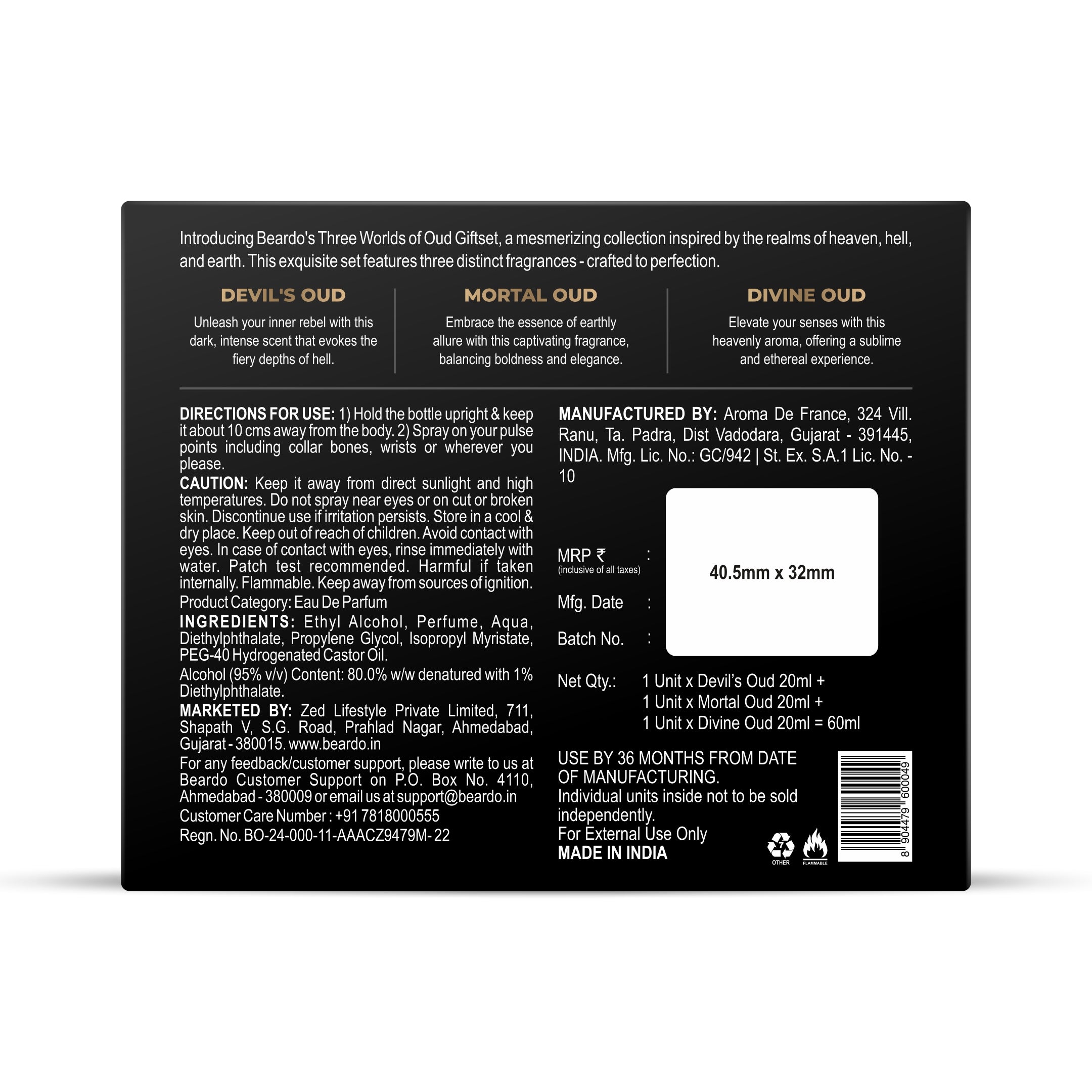 Beardo Three Worlds of Oud Luxury Perfume Giftset 20ml X 3 - Image 8 - Buy from Indicrest