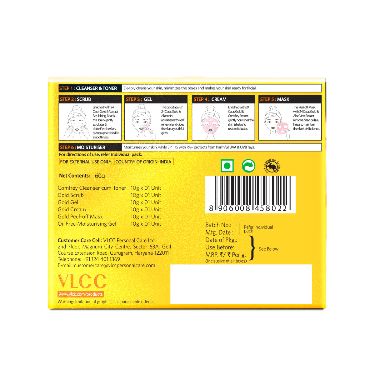VLCC Gold Facial Kit For Luminous and Radiant Complexion - 60 g - Image 8 - Buy from Indicrest