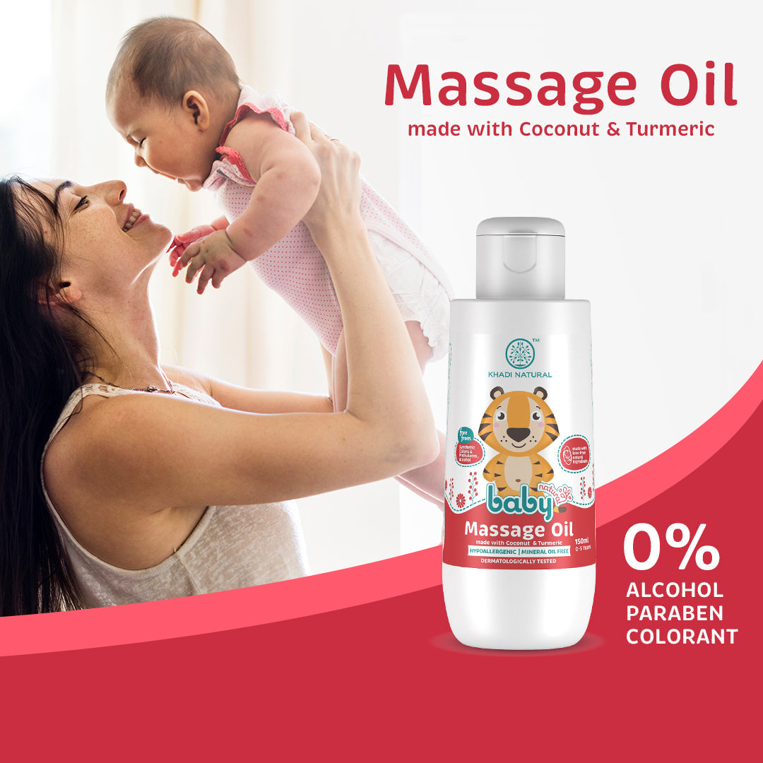 Khadi Natural Baby Massage Oil with Coconut and Turmeric for Nourishing Skin - 150ml - Image 8 - Buy from Indicrest