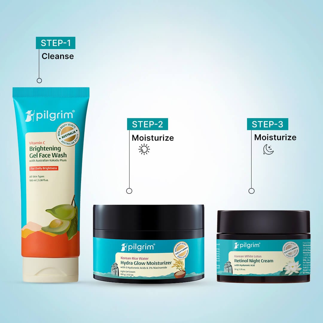 Pilgrim Glow Renewal Trio, Night Cream 50g + Moisturizer 100g + Face Wash 100ml
 - Image 8 - Buy from Indicrest