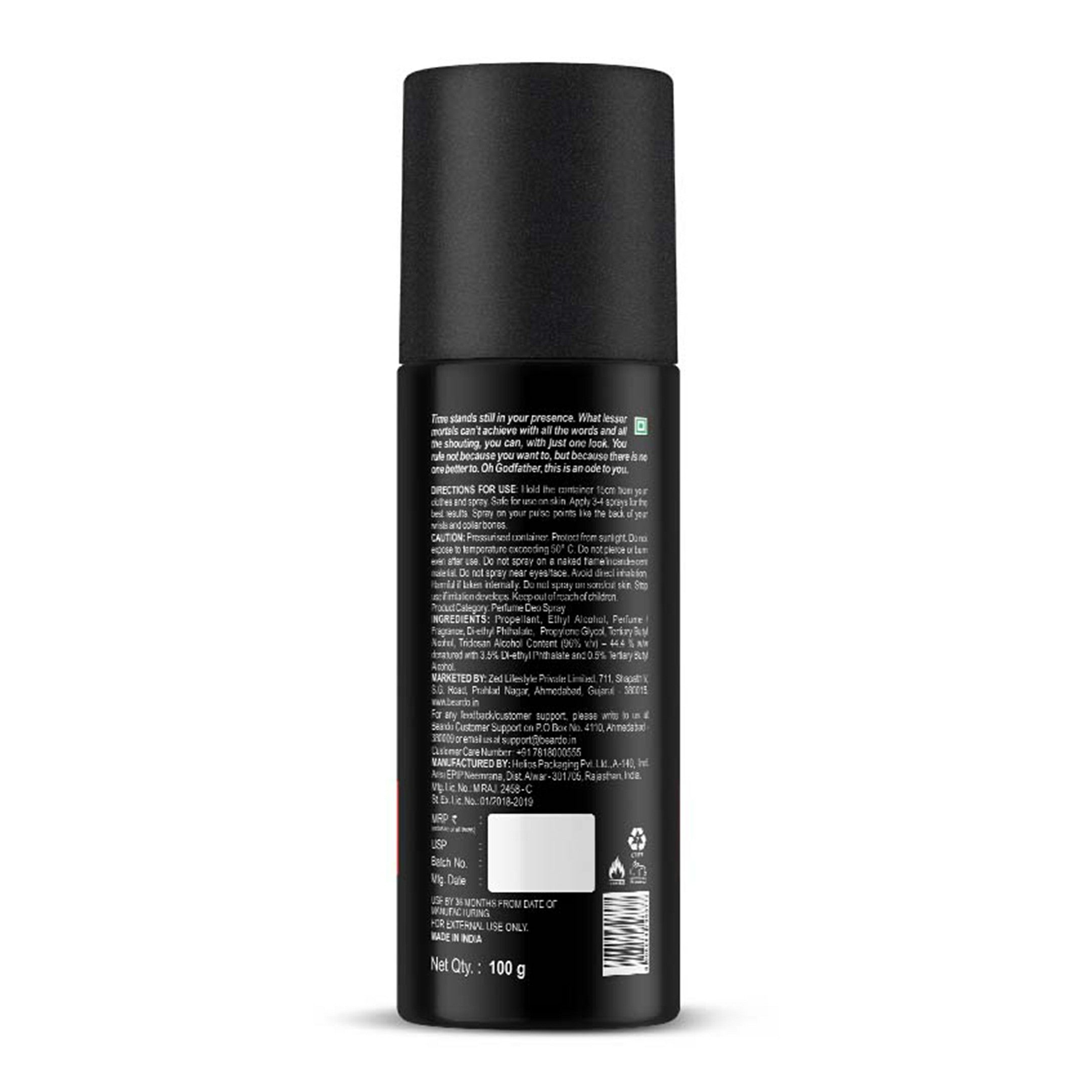 Beardo Godfather Perfume Deo Spray, 150ml - Image 7 - Buy from Indicrest