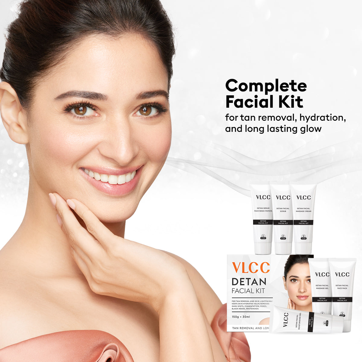 VLCC De-tan Facial Kit - 180g - For Tan Removal and Skin Lightening - Image 3 - Buy from Indicrest