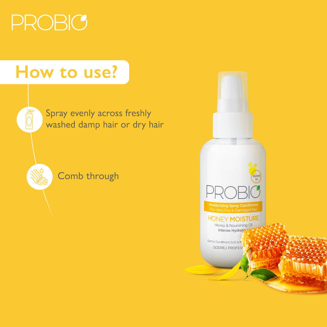 Godrej Professional Probio Honey Moisture Leave - in Spray Conditioner, 100ml Buy at Indicrest Image 3