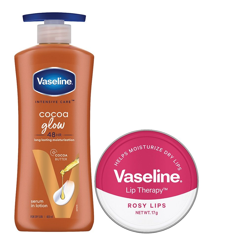 Vaseline Cocoa Glow Body Lotion, 400ml With Rosy Lip Tin, 17g For Glowing Skin & Sheer Pink Tint, 2 pieces Buy at Indicrest Image 7