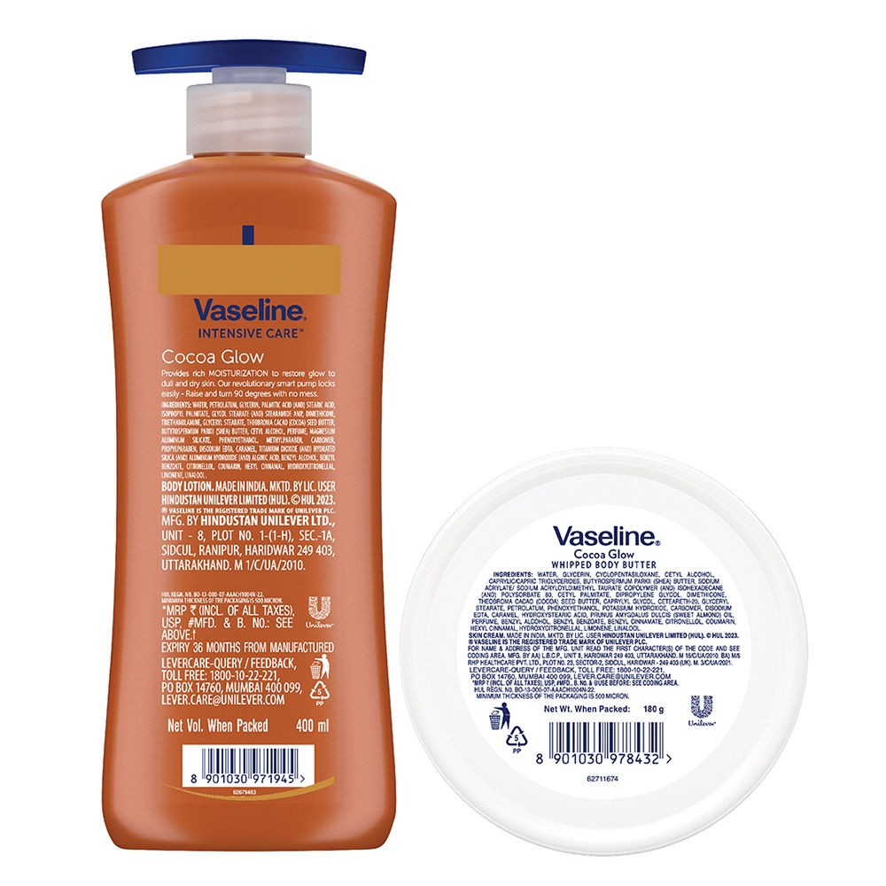 Vaseline Coco Glow Body Lotion 400ml & Body Butter, 180ml Combo, 2 pieces Buy at Indicrest Image 6