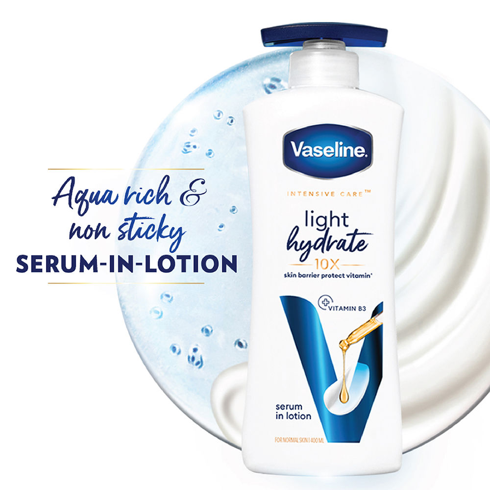 Vaseline Light Hydarate Body Lotion 400ml + Body Cream, 180ml Combo, 2 pieces Buy at Indicrest Image 2
