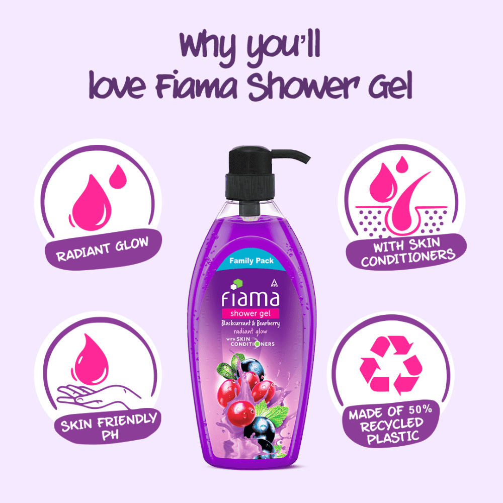 Fiama Shower Gel Blackcurrant & Bearberry Body Wash With Skin Conditioners For Radiant Glow, 895ml Buy at Indicrest Image 4