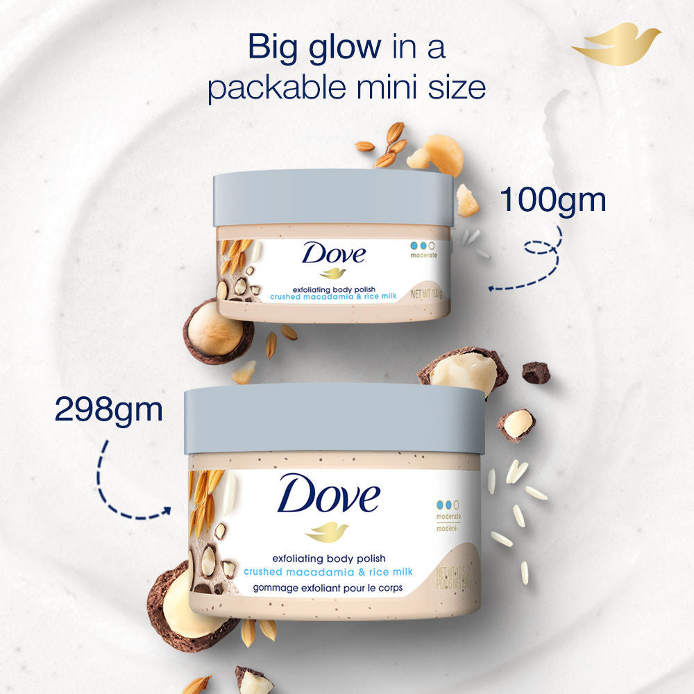 Dove Crushed Macadamia & Rice Milk Moderate Exfoliating Body Scrub, 100g