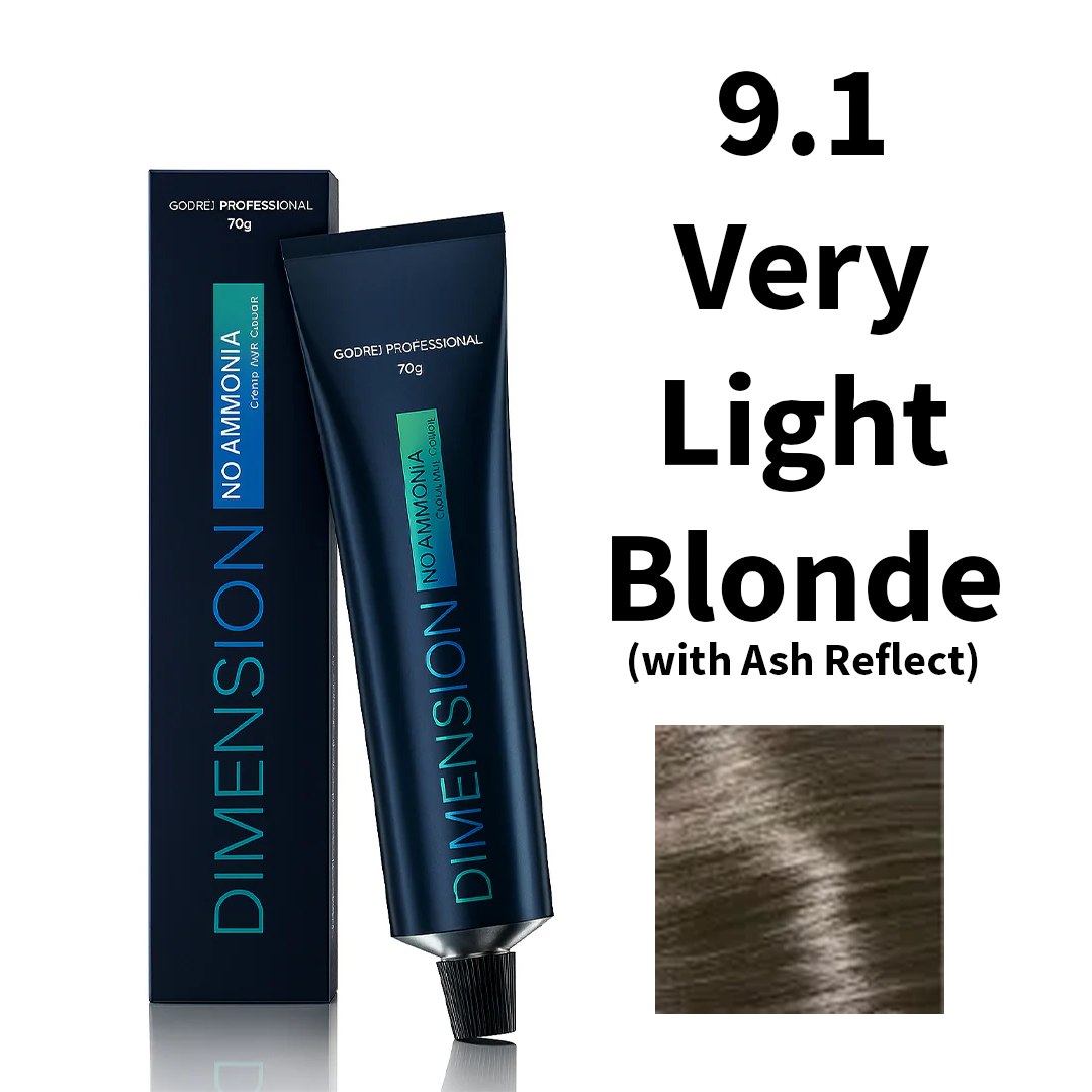 Godrej Professional Dimension No Ammonia Cream Hair Colour Ash Reflects 9.1 - Very Light Blonde (with Ash Reflect) 70g