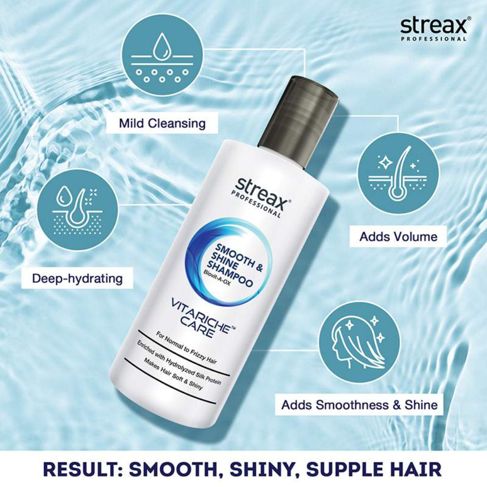 Streax Professional Vitariche Care Smooth and Shine Shampoo, 300ml + Masque, 200g Hair Care Combo Buy at Indicrest Image 6