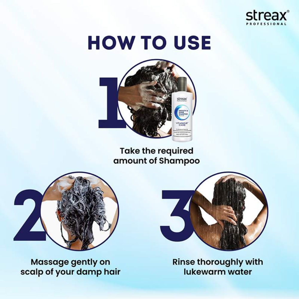 Streax Professional Vitariche Care Smooth and Shine Shampoo, 300ml + Masque, 200g Hair Care Combo Buy at Indicrest Image 7