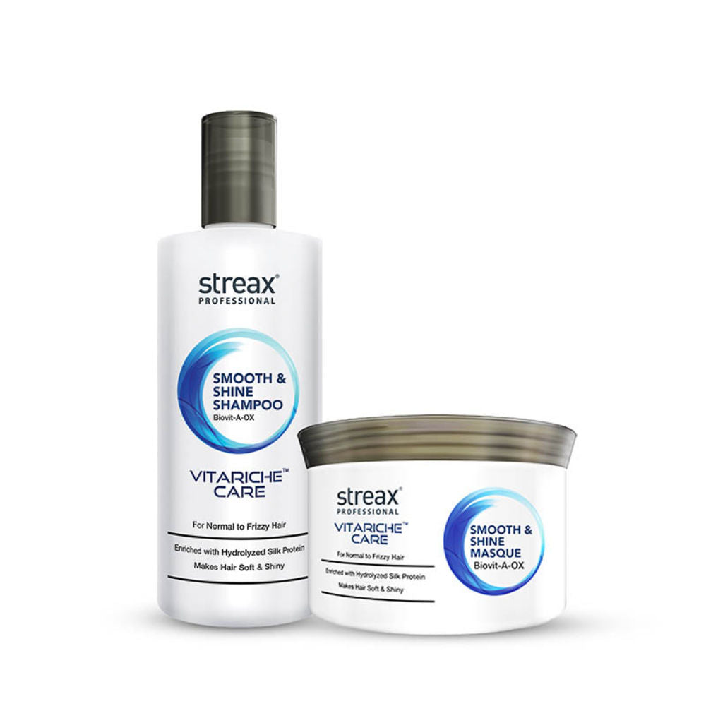 Streax Professional Vitariche Care Smooth and Shine Shampoo, 300ml + Masque, 200g Hair Care Combo Buy at Indicrest Image 9