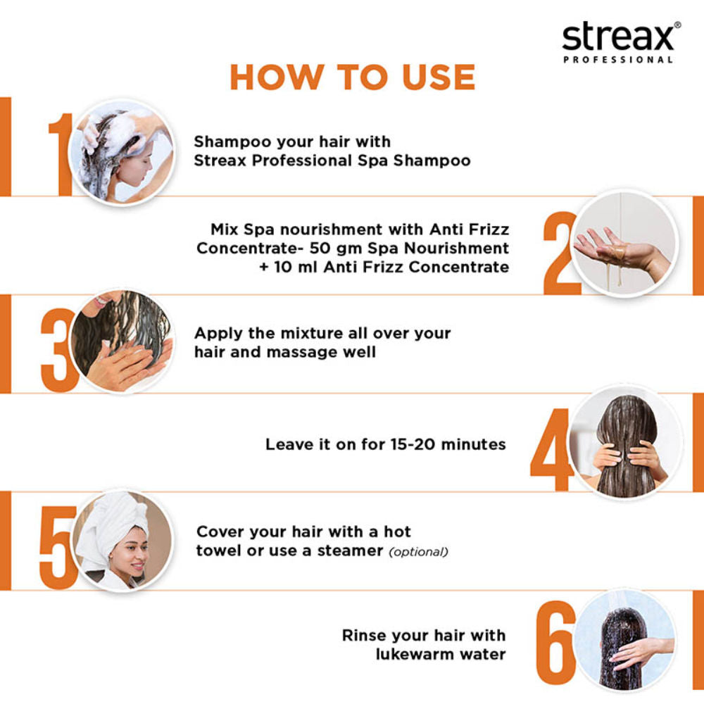 Streax Professional Spa Nourishment Anti-Frizz Concentrate, For Normal to Dry Hair, 60ml Buy at Indicrest Image 4