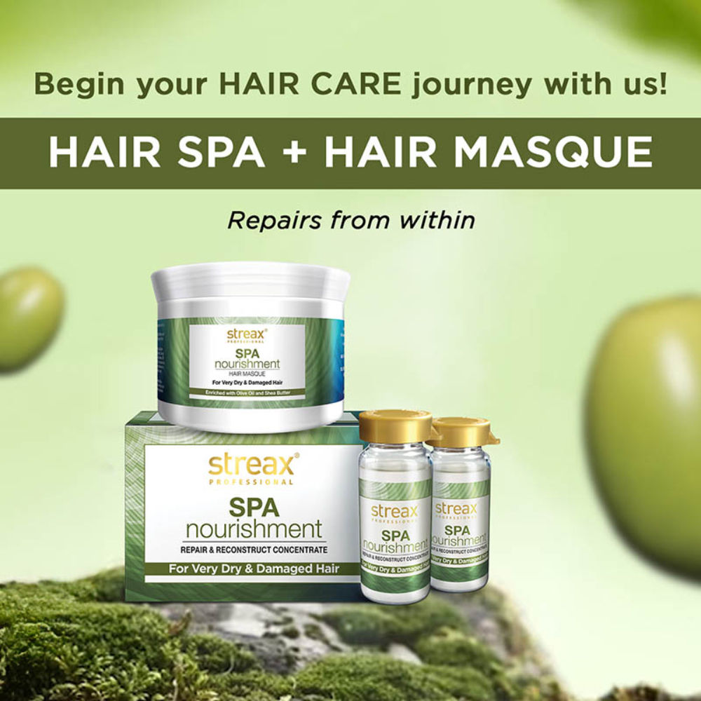 Streax Professional Spa Nourishment Repair & reconstruct Concentrate, For Dry Damaged Hair, 60ml Buy at Indicrest Image 7
