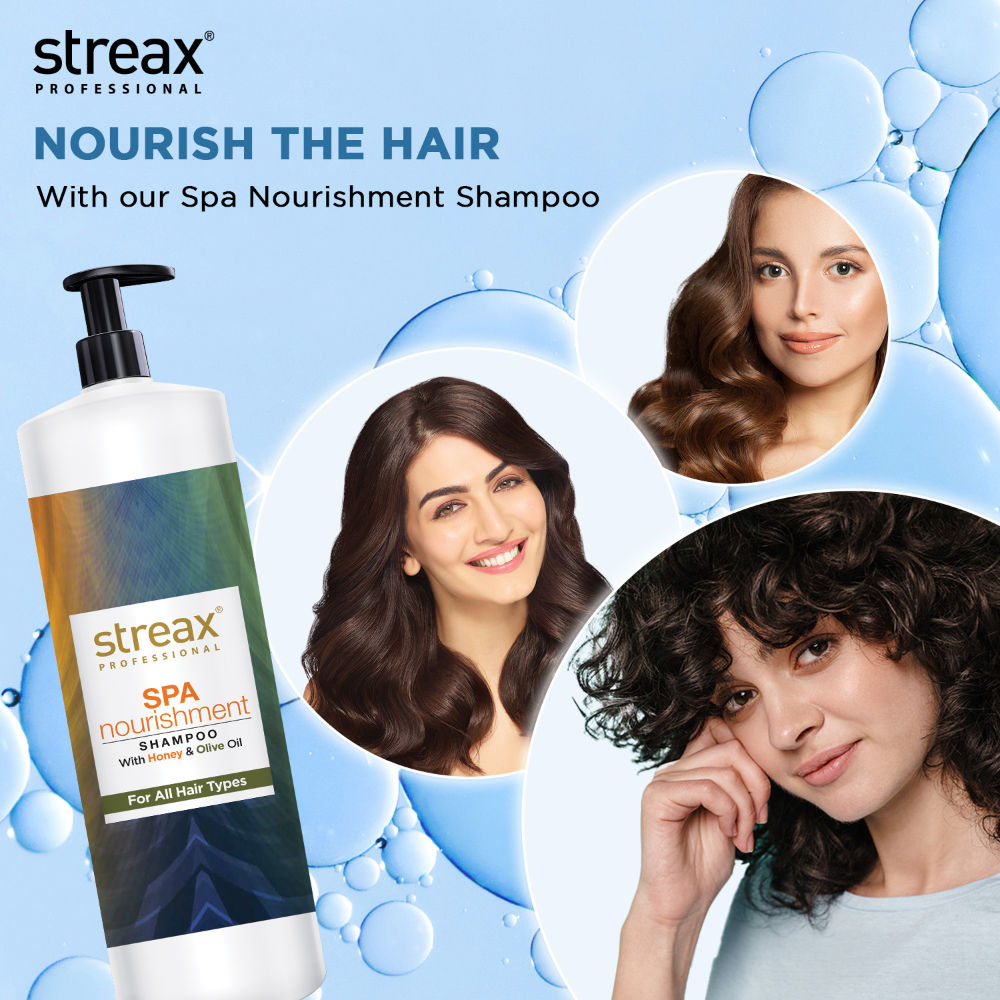 Streax Professional Spa Nourishment Shampoo, With Honey and Olive Oil, 1500ml Buy at Indicrest Image 6