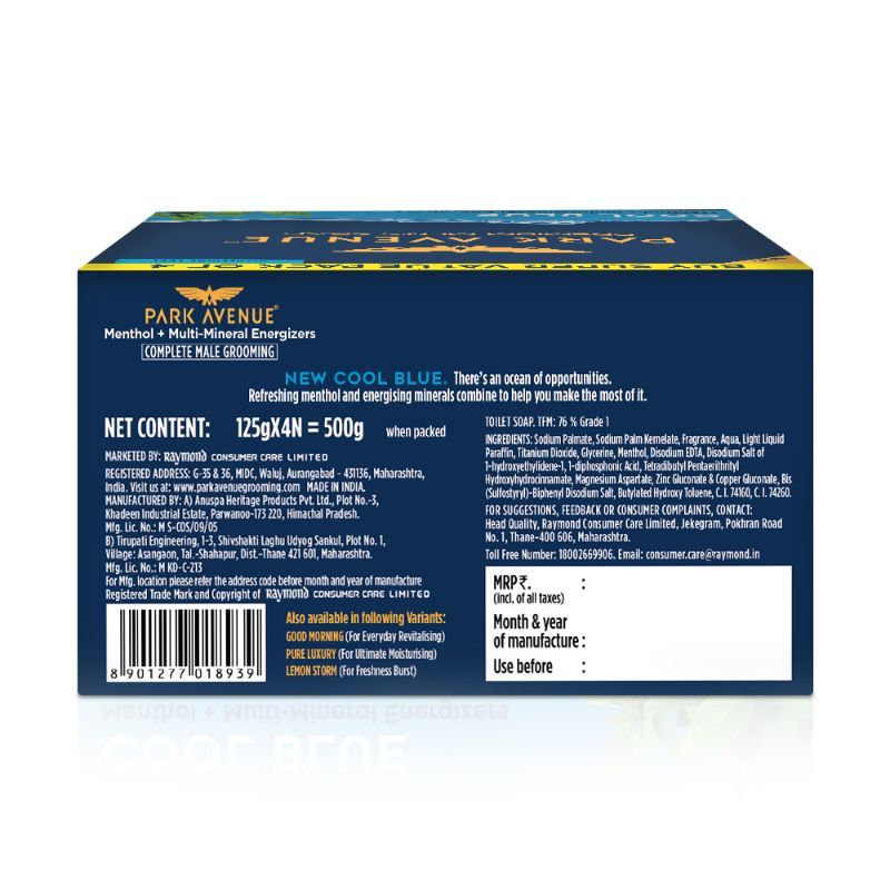 Park Avenue Cool Blue Soap (Pack of 4), 500g