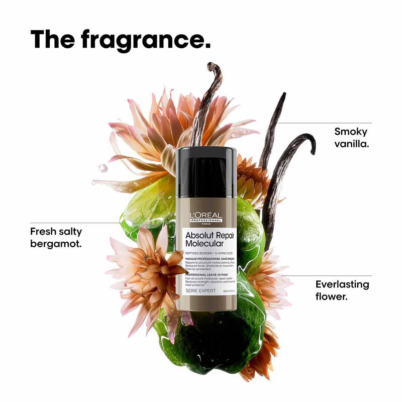 L'Oreal Absolut Repair Molecular Shampoo 300ml | Molecular Mask 250ml | Rinse-Off Serum 250ml | Deep Repairing Leave-In Cream 100ml