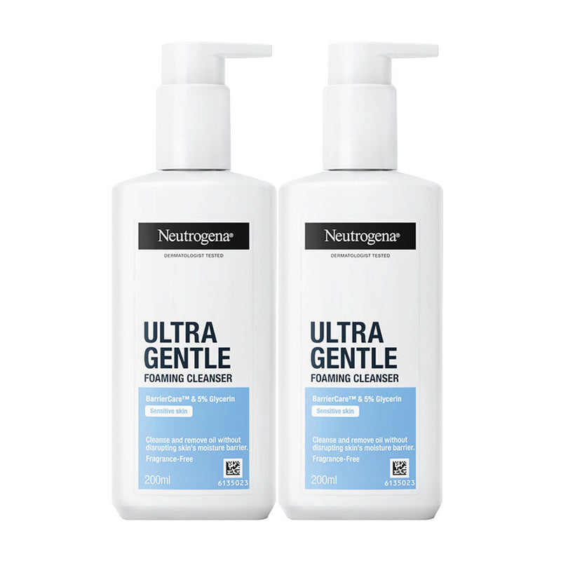 Neutrogena Ultra Gentle Foaming Face Cleanser Protect Skin Moisture, 2 X 200ml