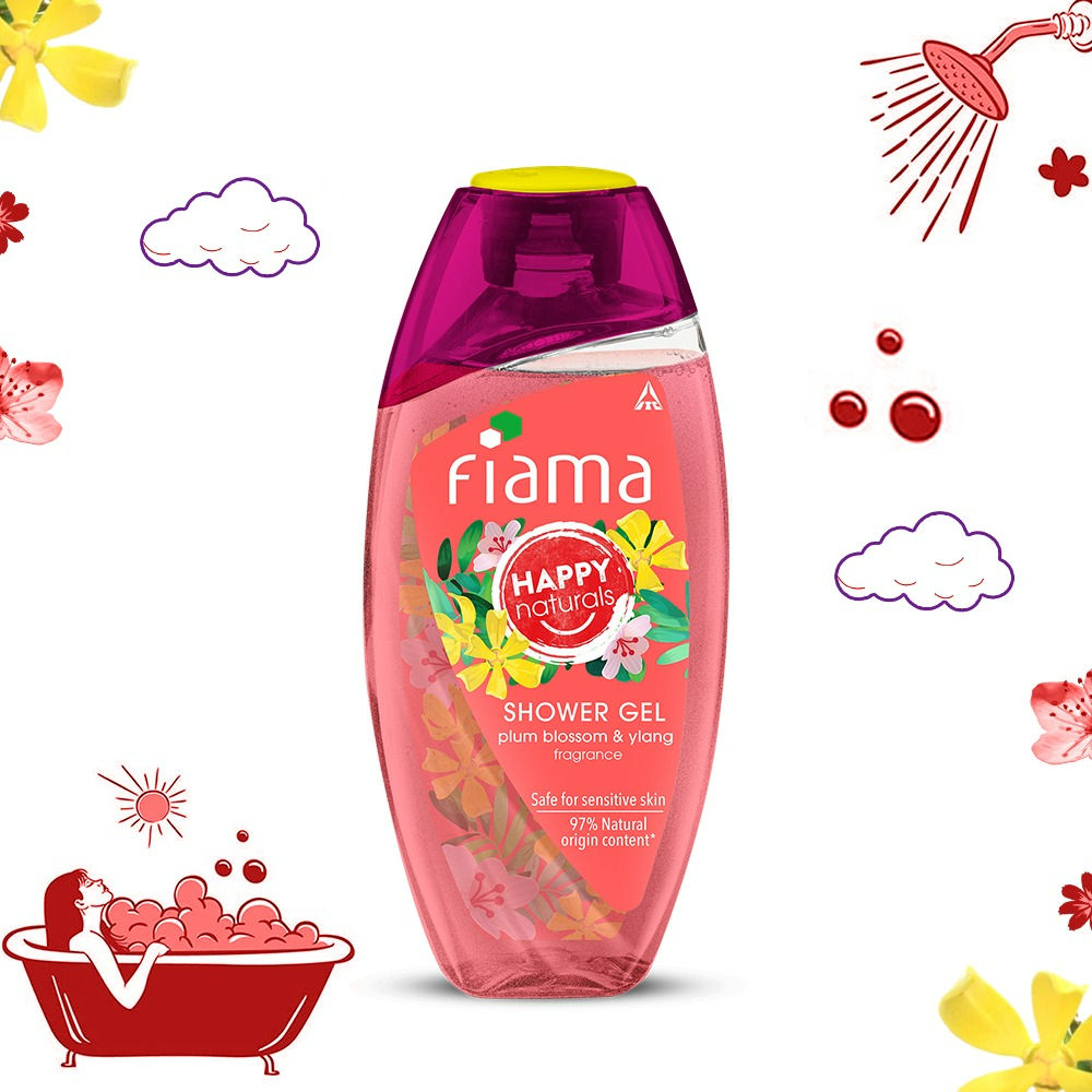 Fiama Happy Naturals Shower Gel,Plum Blossom & Ylang Bodywash, 97% Natural for Sensitive Skin, 250ml Buy at Indicrest Image 5