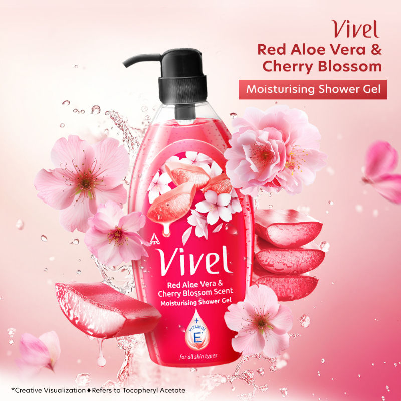Vivel Red Aloe Vera & Cherry Blossom Scent Moisturizing Shower Gel, 895ml Buy at Indicrest Image 3