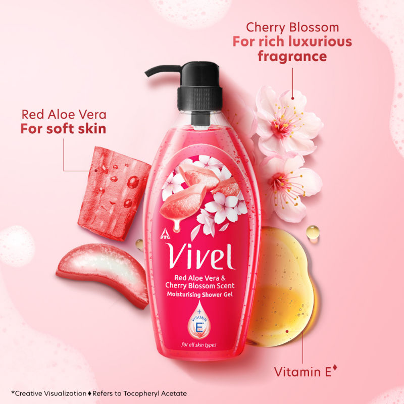 Vivel Red Aloe Vera & Cherry Blossom Scent Moisturizing Shower Gel, 895ml Buy at Indicrest Image 6