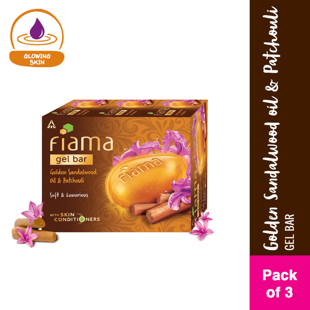 Fiama Golden Sandalwood Oil & Patchouli Gel Bar for Glowing Skin (Pack of 3 Soaps), 375g Buy at Indicrest