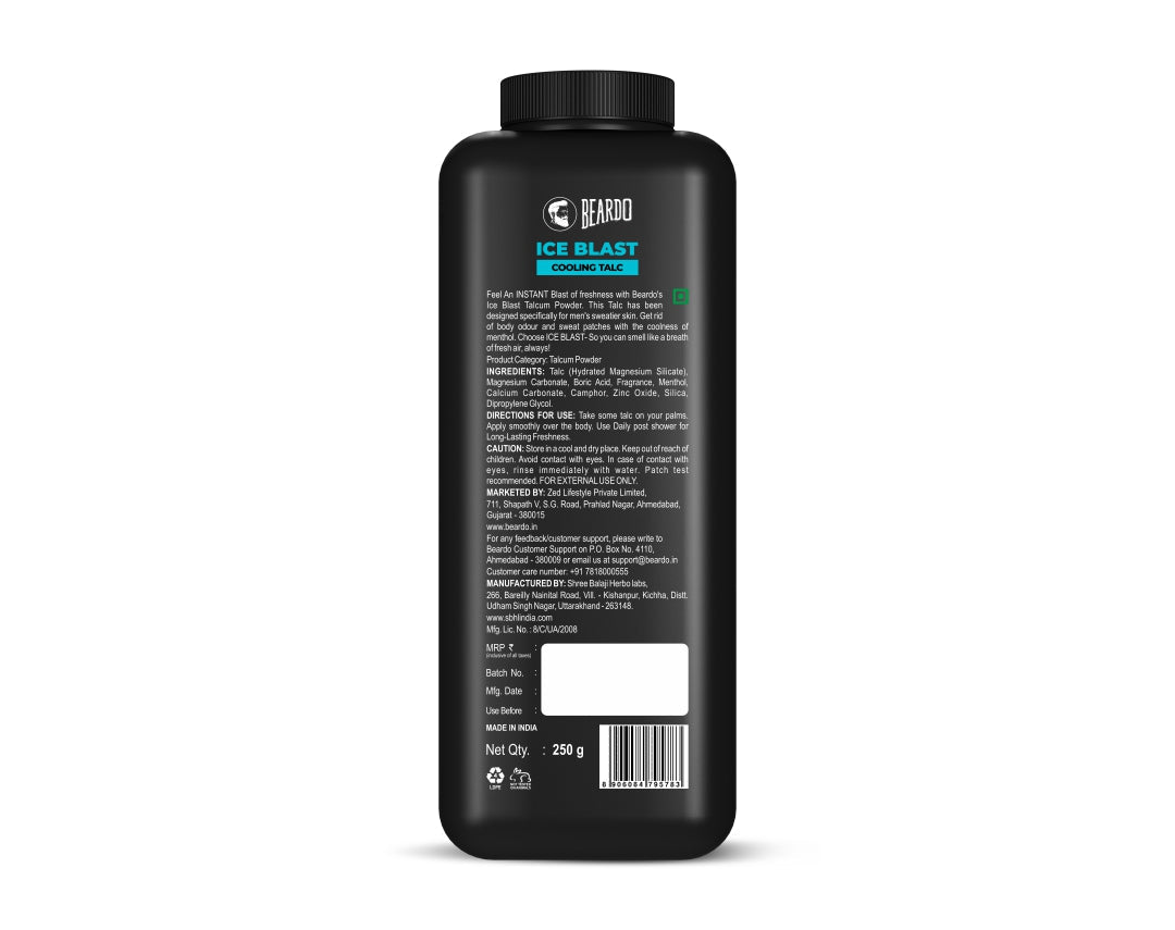 Beardo Ice Blast Cooling Talc, 250g - Image 8 - Buy from Indicrest