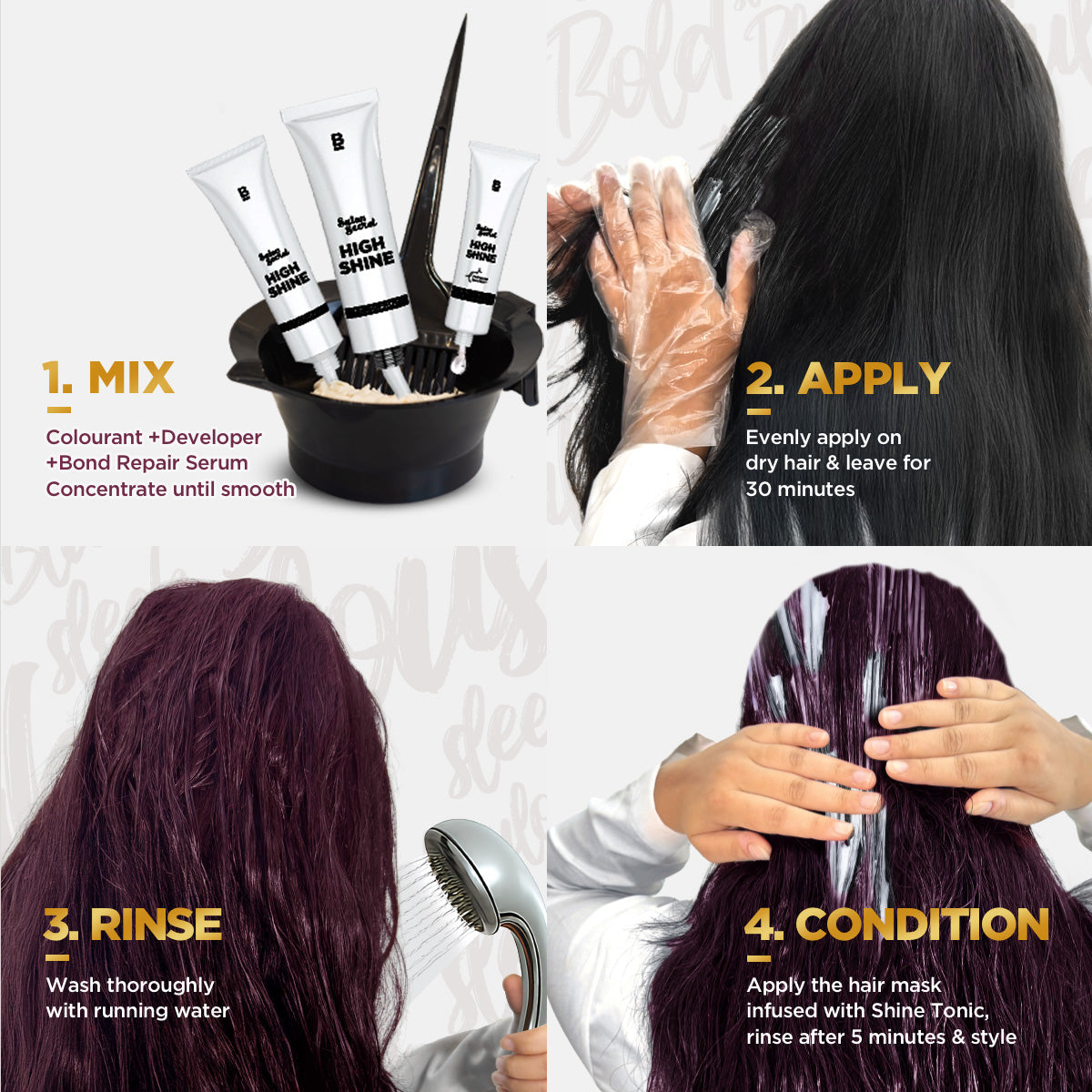 Bblunt High Shine Conditioning Hair Colour, Wine Burgundy Shade 4.20 - Image 10 - Buy from Indicrest