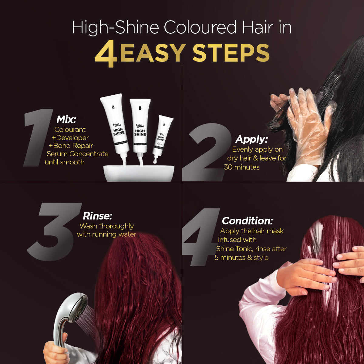 Bblunt High Shine Conditioning Hair Colour Pack of 3, Cherry Red Shade 6.62 Pack of 3 - Image 9 - Buy from Indicrest