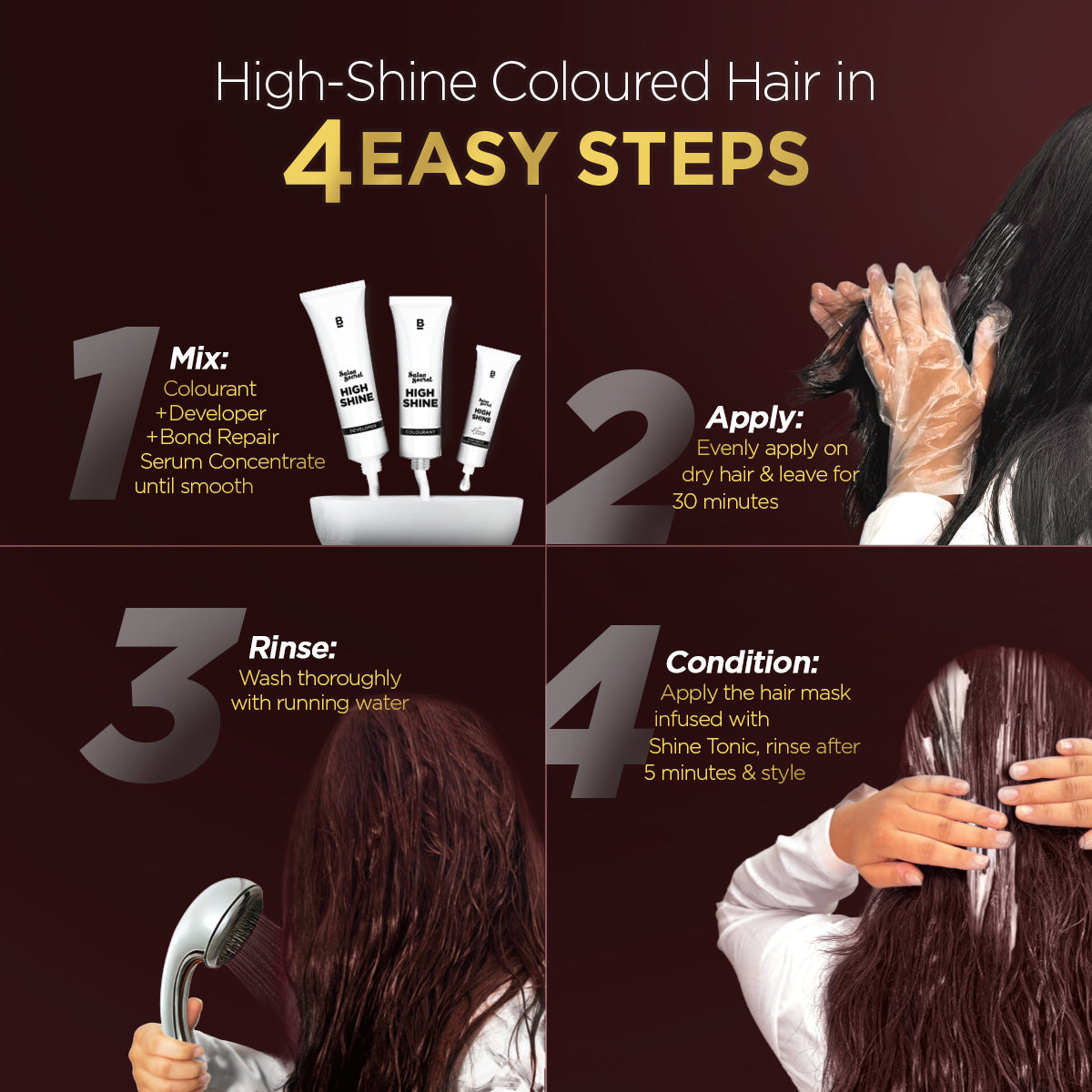 Bblunt High Shine Conditioning Hair Colour Pack of 2, Mahogany Reddish Brown Shade 4.56 Pack of 2 - Image 8 - Buy from Indicrest