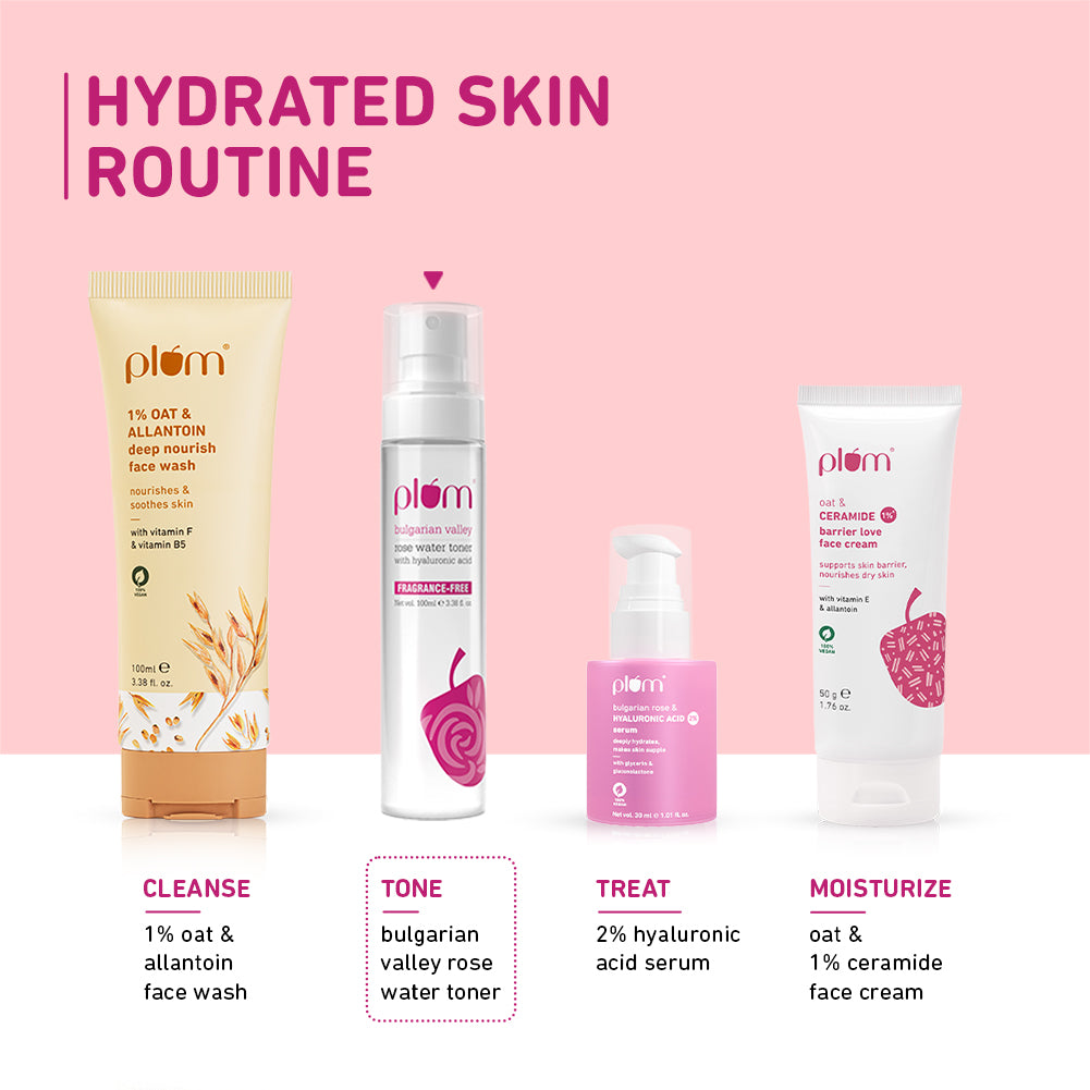 Plum Bulgarian Valley Rose Water Toner for tighter pores | Alcohol-Free Toner | Instantly Hydrates | Soothes & Calms Skin | Tightens Pores | Dermat-Tested, 100ml