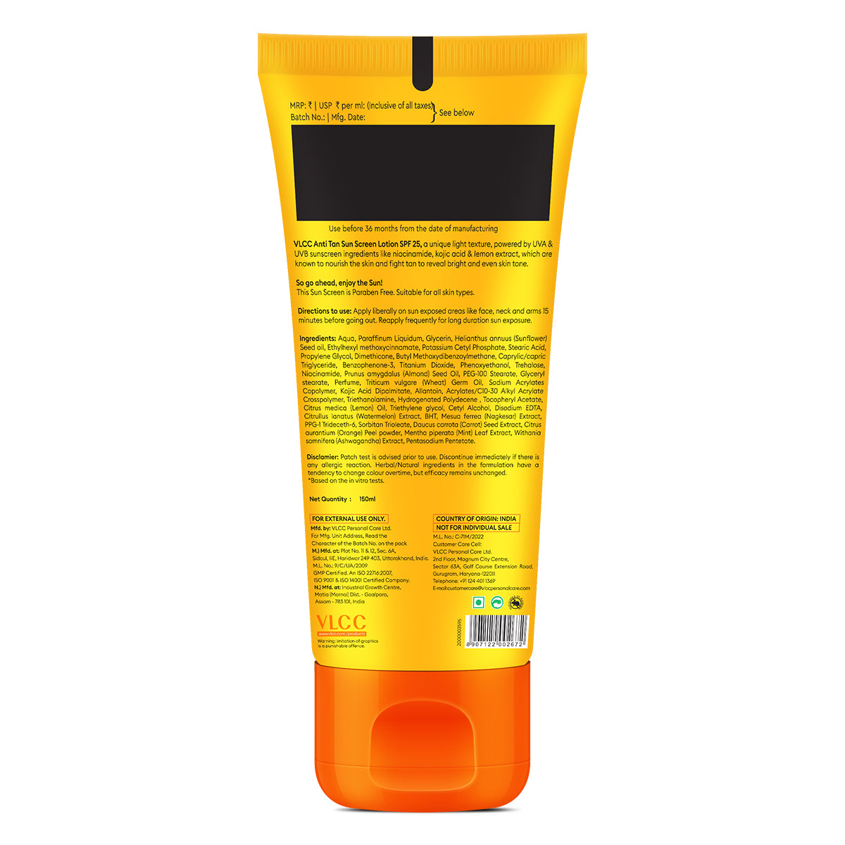 VLCC Anti Tan Sun Screen Lotion - SPF 25 PA+ -  300 ml - Buy One  Get One - Image 8 - Buy from Indicrest