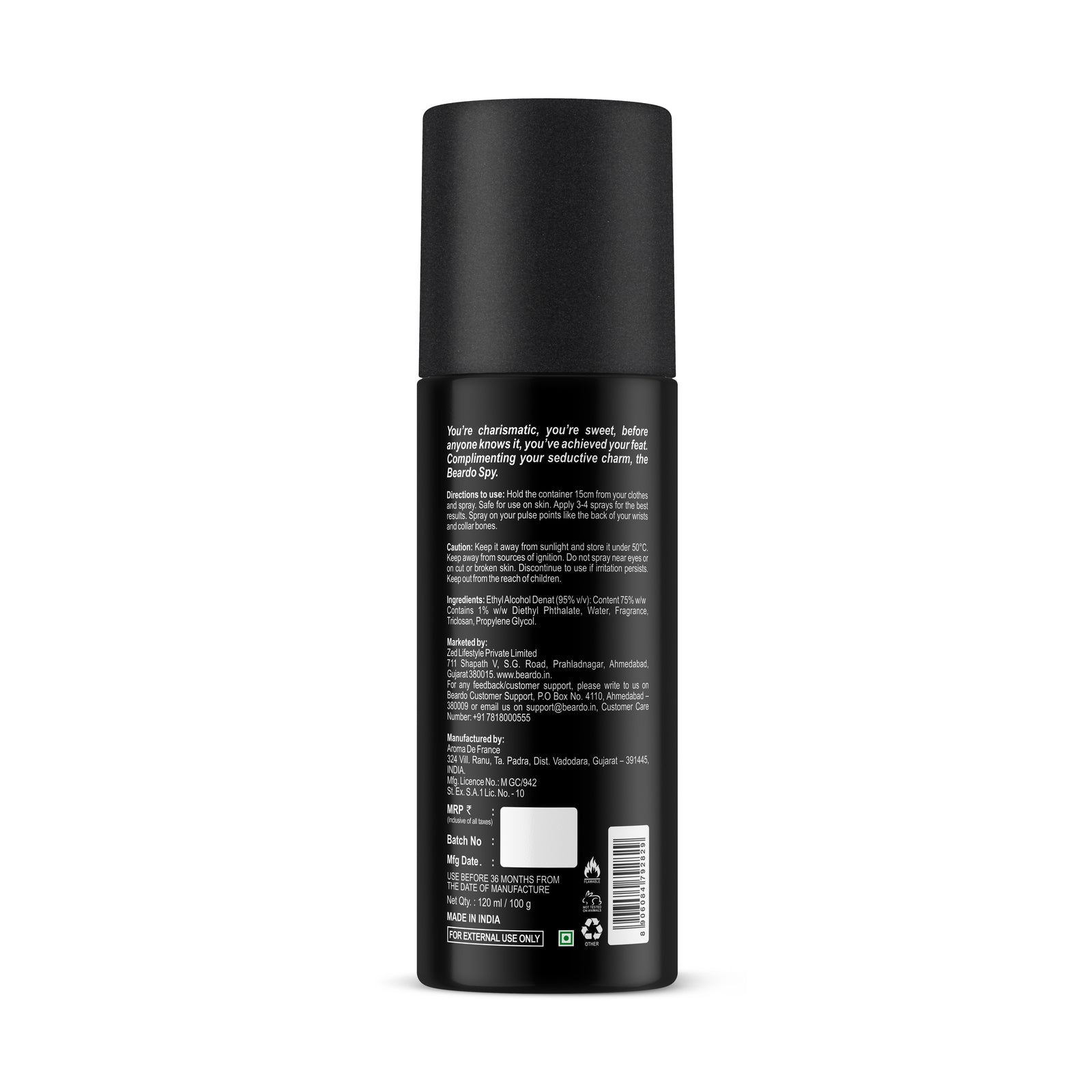 Beardo SPY Perfume Body Spray, 120ml - Image 8 - Buy from Indicrest
