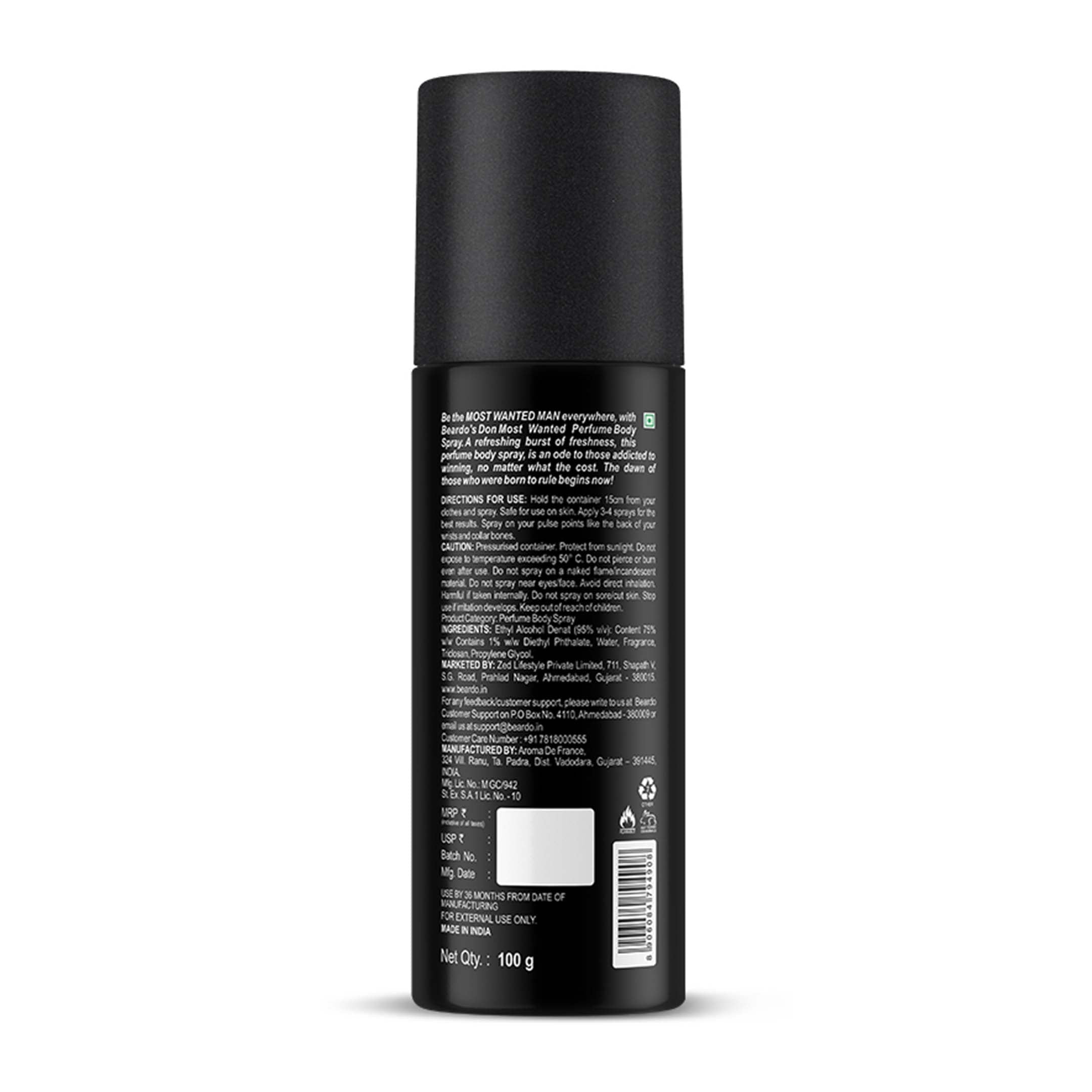 Beardo Don Most Wanted Perfume Body Spray, 120ml - Image 8 - Buy from Indicrest