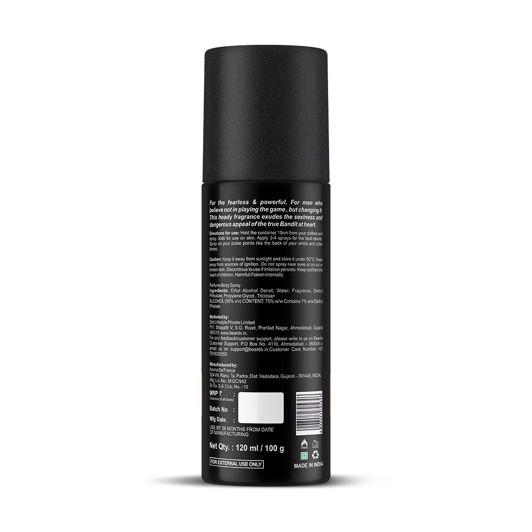 Beardo Bandit Perfume Body Spray, 120ml - Image 10 - Buy from Indicrest