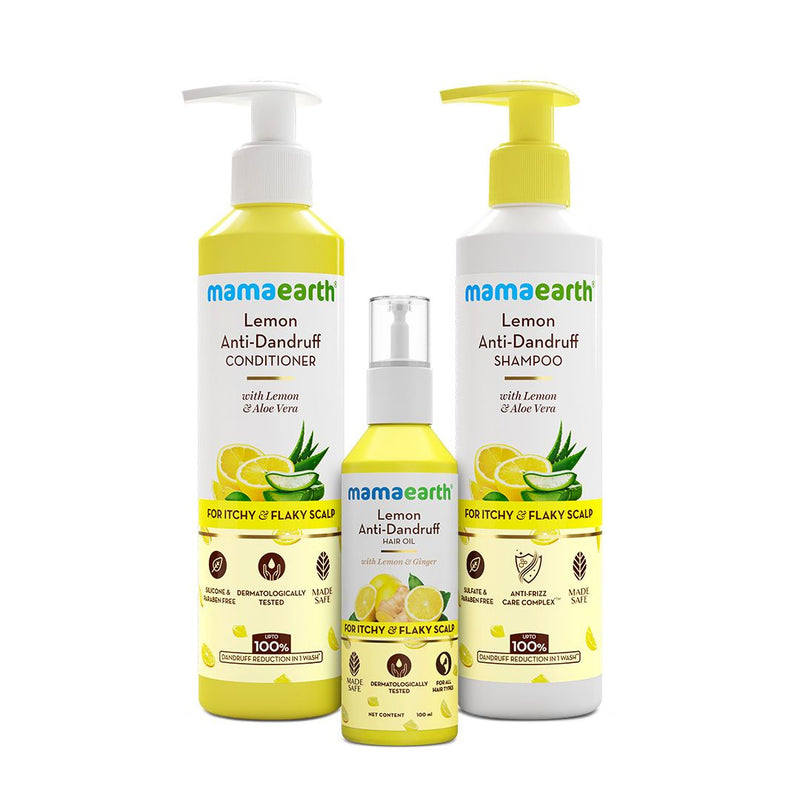 Mamaearth Complete Anti-Dandruff Care Kit with Lemon & Aloe Vera for Dandruff & Itch-Free Scalp - Buy from Indicrest