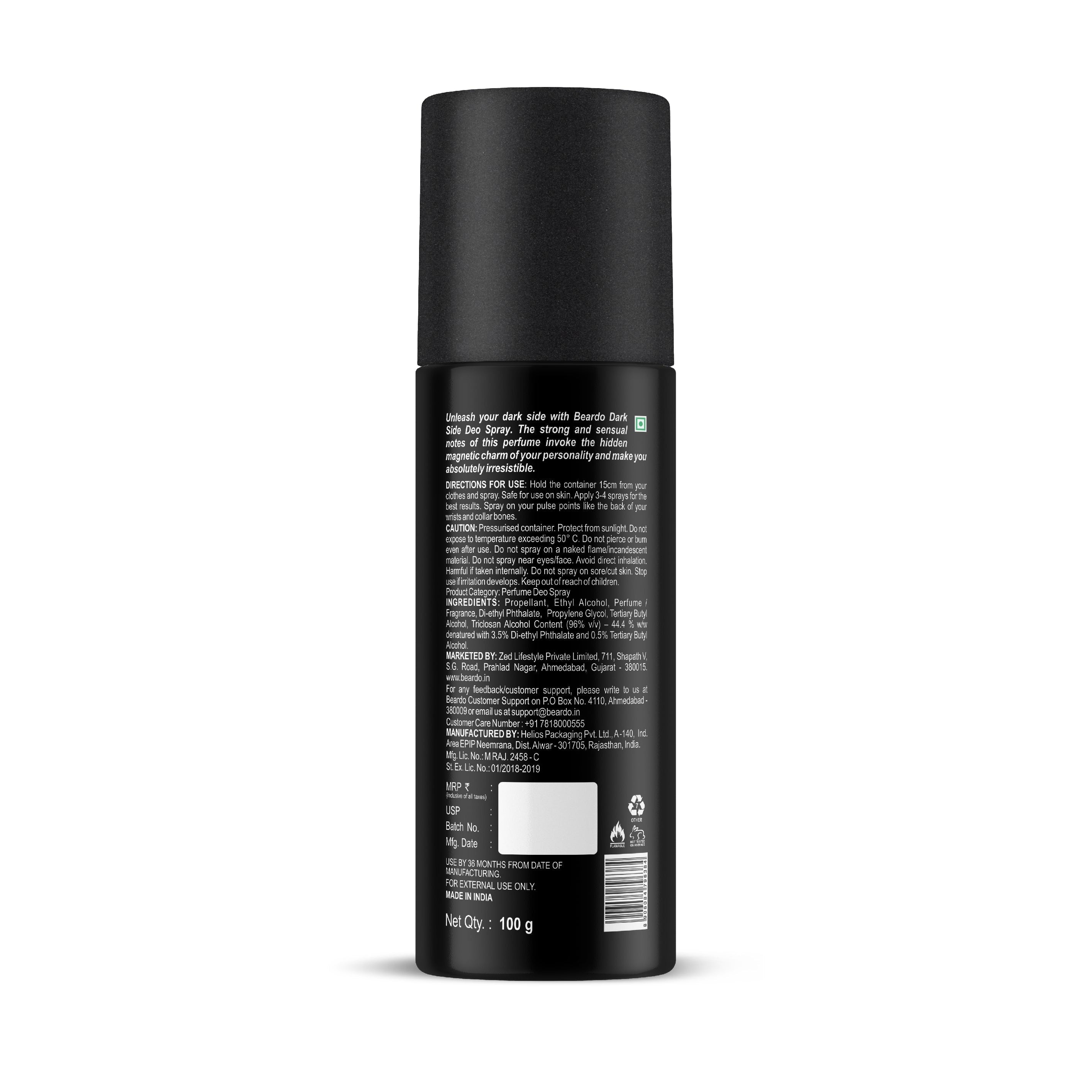 Beardo Darkside Perfume Deo Spray, 150ml - Image 8 - Buy from Indicrest
