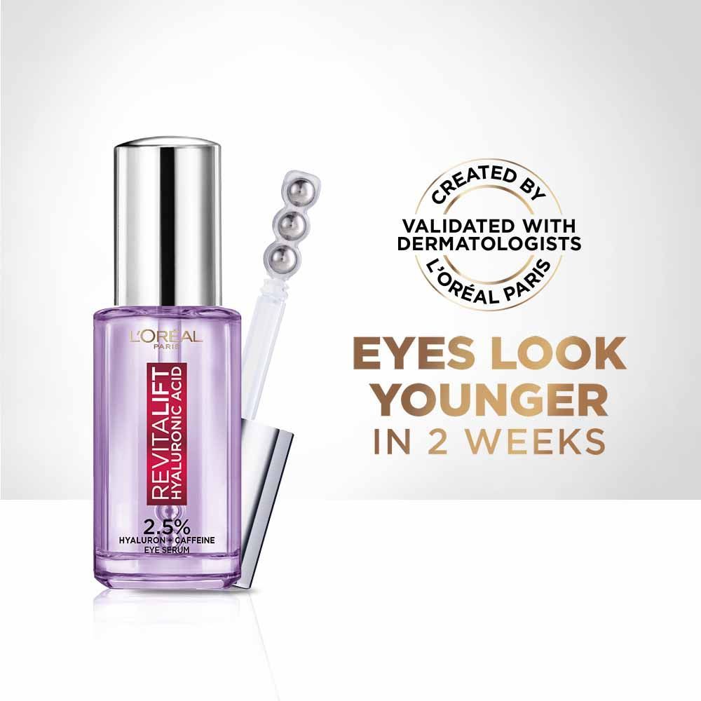 L'Oreal Paris Revitalift Hyaluronic Acid Eye Serum With 2.5% Hyaluronic Acid + Caffeine, 20ml Buy at Indicrest Image 2